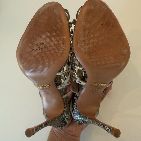 Schutz Juliana Pearl Snake High Heel Caged Open Single Sole Dress Sandal 6.5 - Picture 6 of 7